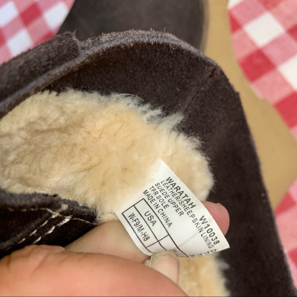 EMU AUSTRALIA Warm Brown Waratah Suede Sheepskin Sherpa Wedge Boots, 9 - Picture 11 of 13